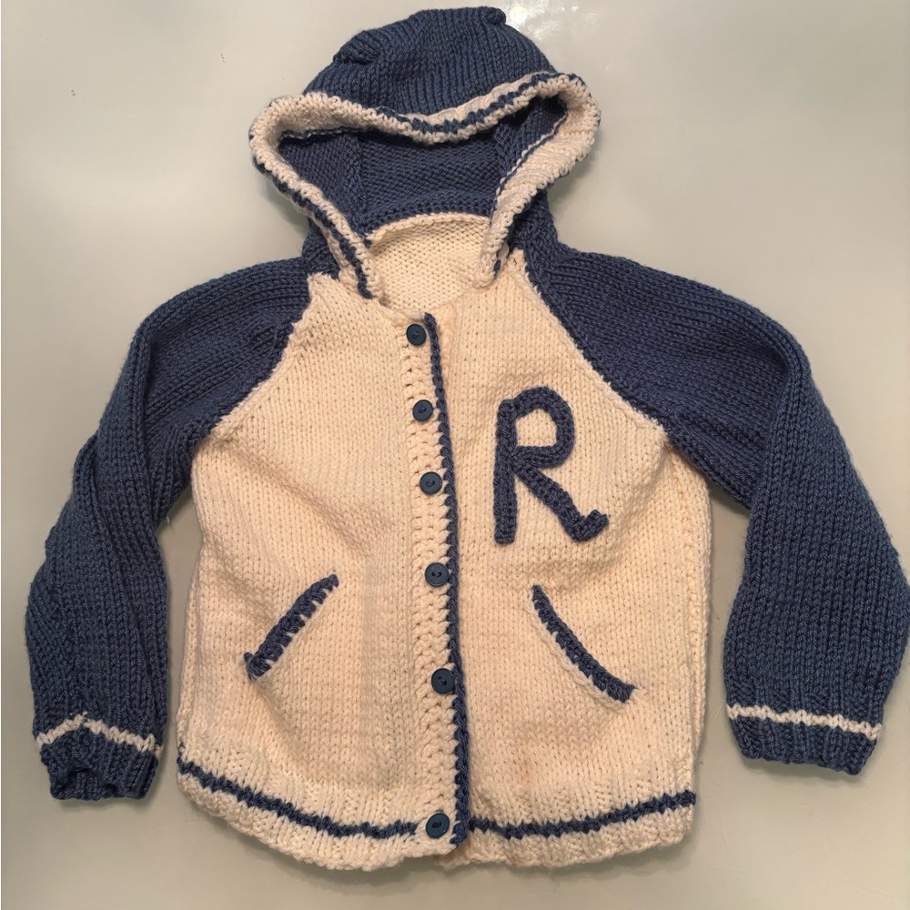 5T Boys Knit Baseball Button Up Sweater